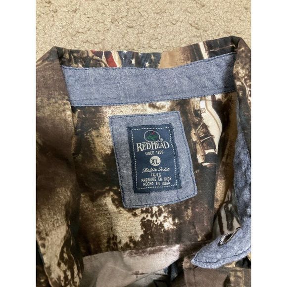 Red Head Mens XL Short Sleeve Shirt Helicopter Jeep US Flag Patriotic - Picture 6 of 8